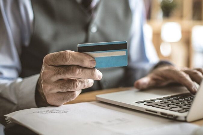 Checking credit card.